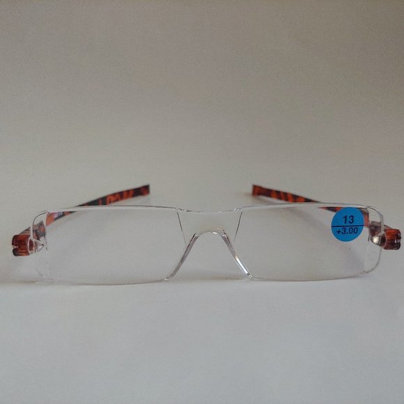 (NWT) Vintage 90's Rectangle Rimless 360 Degree Rotated Reading Glasses (S.Tort) - Picture 1 of 6